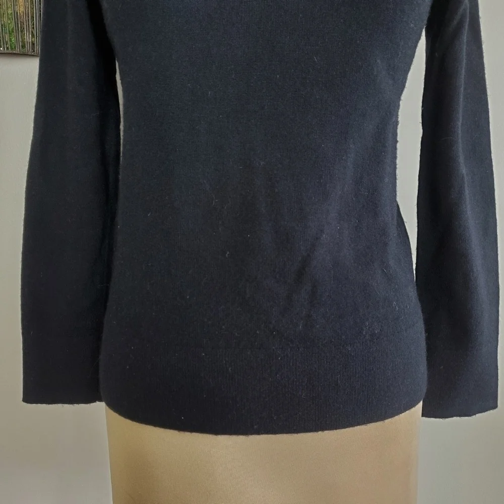 Kate Spade Do Wonders Black Rhinestone Crystals Crew Neck Wool Blend Sweater XS